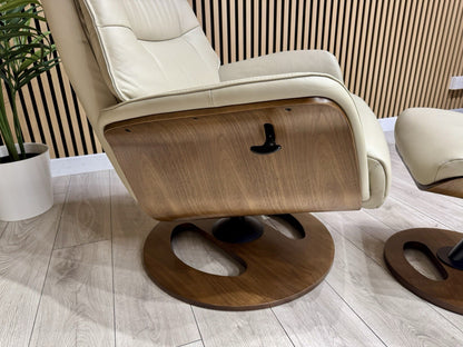 Furniture Village Tallinn Leather Swivel Chair and Footstool - RRP £1395