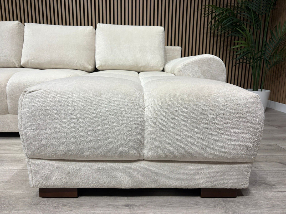 AZZURO Premium Fabric Corner Chaise Sofa Bed with Storage, Cream - RRP £1,799