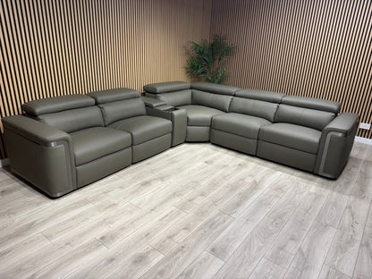 Sofology PLAZA style Leather 2c2 Power Recliner Sofa + Console - RRP £4699