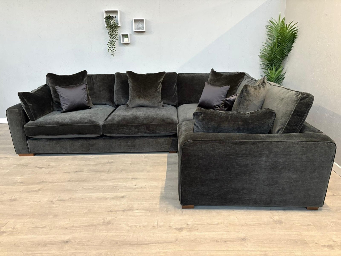 Sofology CAVALLI Fabric 3 Corner 1.5 Sofa + Footstool, Slate  - RRP £5,798