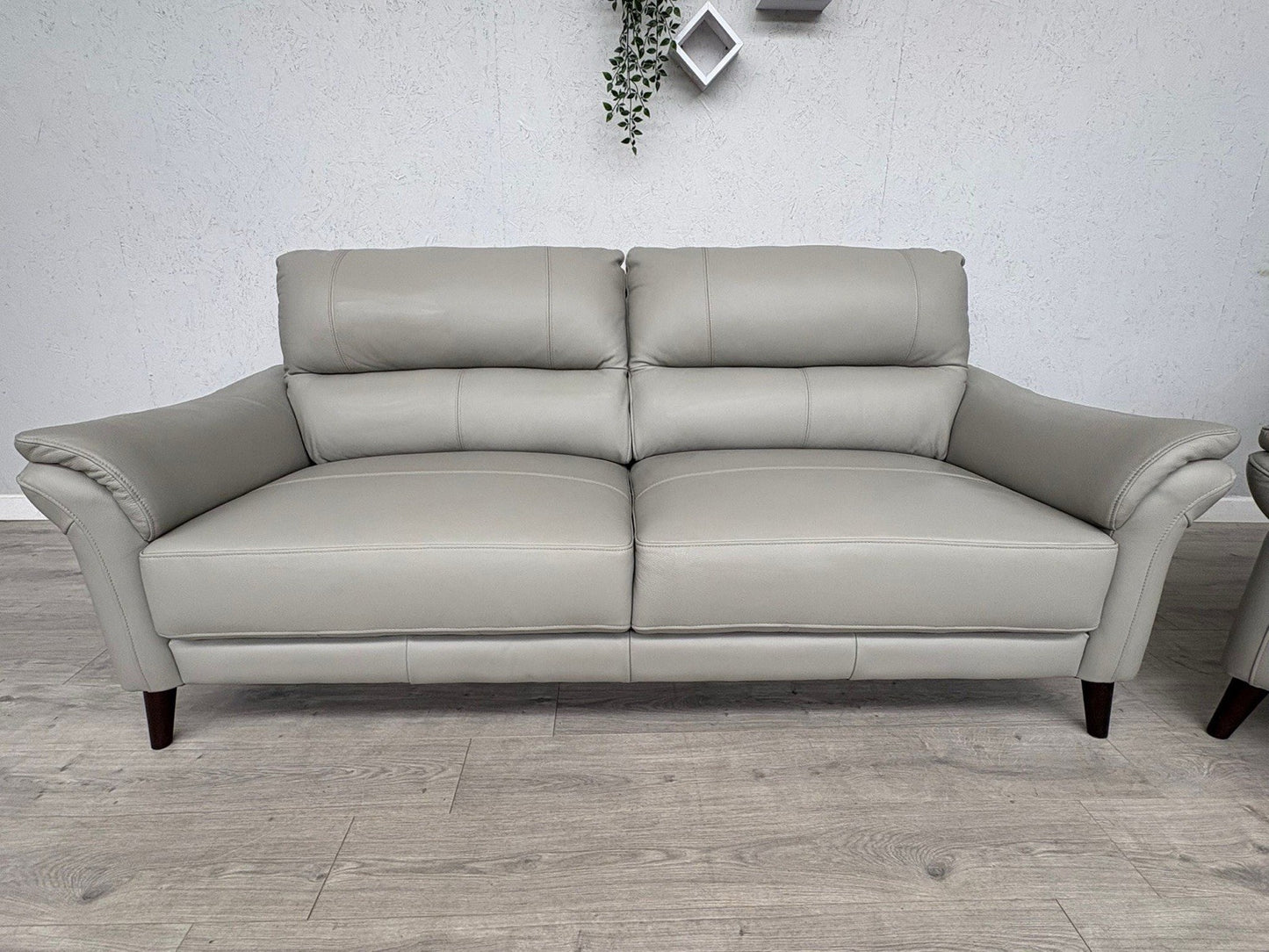 Furniture Village WINNER Leather 3 + 2 Seater Sofa Set, Light Grey - RRP £1,890
