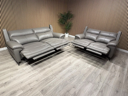 Furniture Village PANACHE Style Leather 3 + 2 Seater Power Recliner Sofa Set
