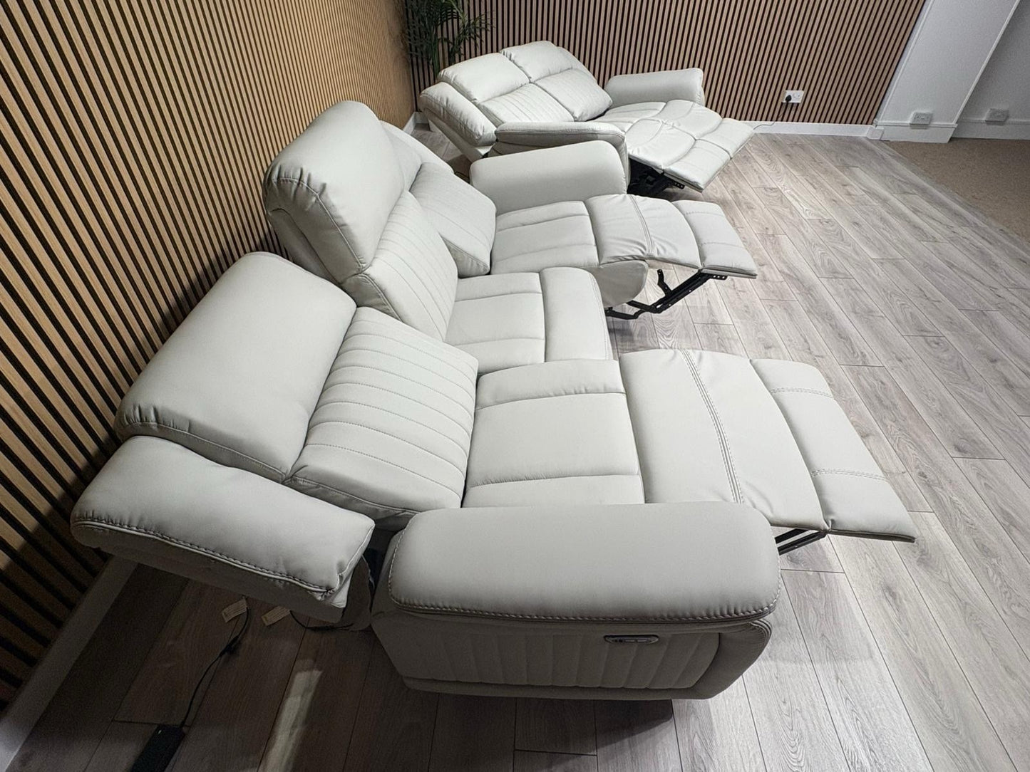 DOMINO 3 Seater + 2 Seater Leather Sofa Set, Power Recliners - RRP £2,995