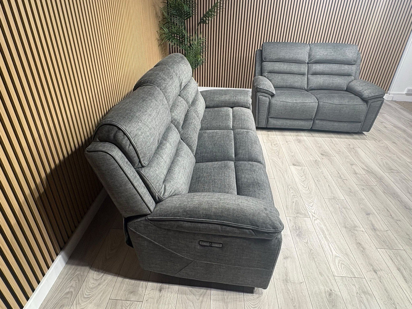 DFS New Lawson Power Recliner 3+2 Seater Sofa Set + Fold Down Table - RRP £2498