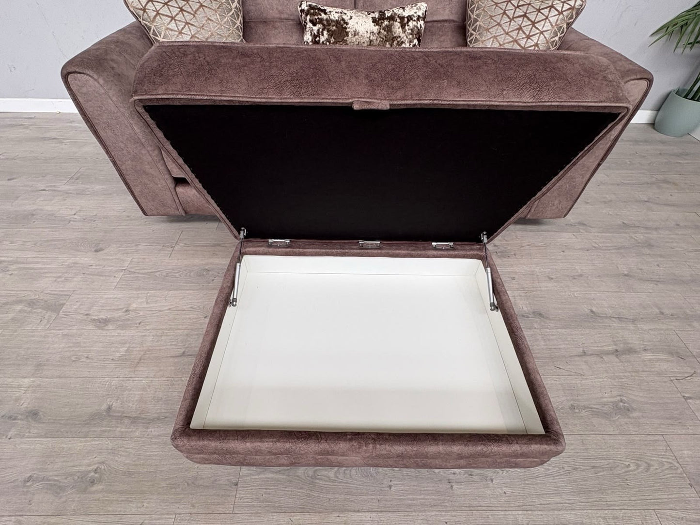 F.V MARIAH 3 Seater Fabric Classic Back Sofa + Storage Footstool - RRP £2590