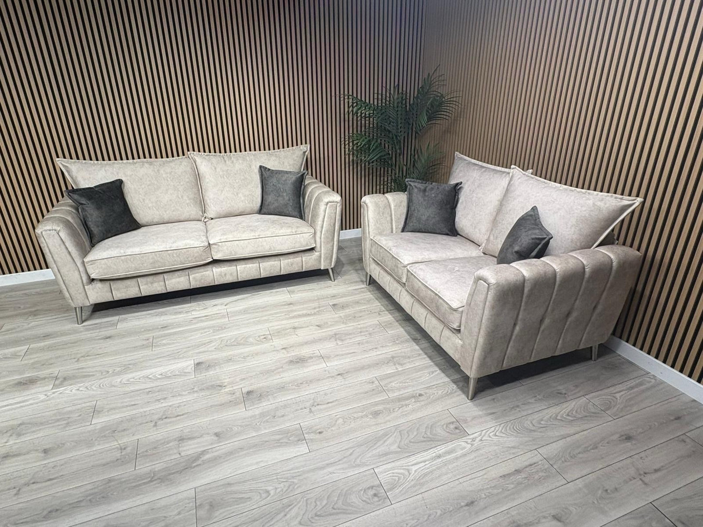 DFS - Cherished Style 3 + 2 Seater Sofa Set, Formal Back, Oatmeal - RRP £2,598