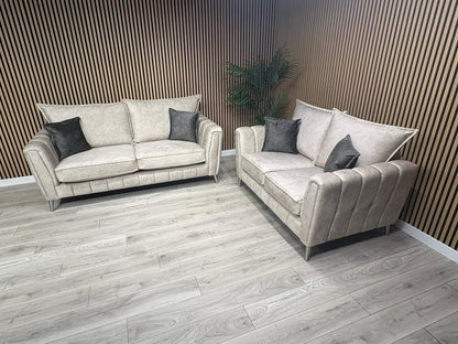 DFS - Cherished Style 3 + 2 Seater Sofa Set, Formal Back, Oatmeal - RRP £2,598
