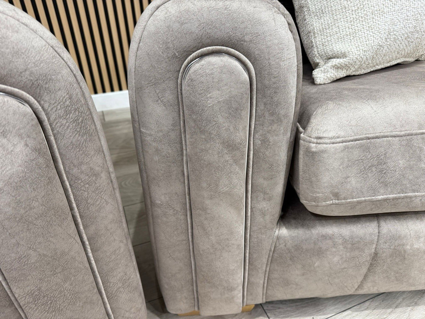 DEVINE Glamour Large Fabric 4 Seater Sofa + Love Chair Armchair - RRP £2,598