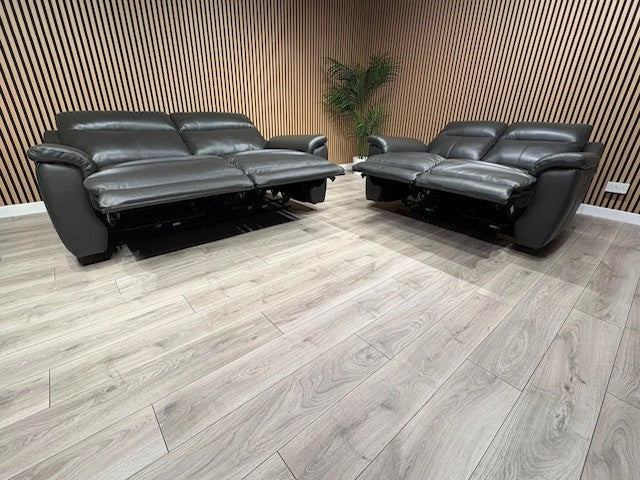 NAVONA 3 Seater + 2 Seater Leather Sofa Set, Power Recliners - RRP £3,498