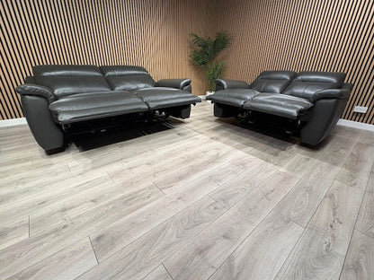 NAVONA 3 Seater + 2 Seater Leather Sofa Set, Power Recliners - RRP £3,498