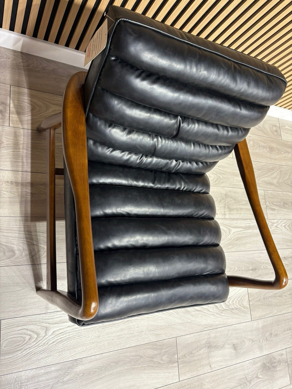John Lewis Sample - Mid Century Faux Leather Accent Chair, Black - RRP £1099