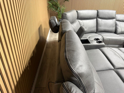 Sofology PLAZA style Leather 2c2 Power Recliner Sofa + Console - RRP £4699