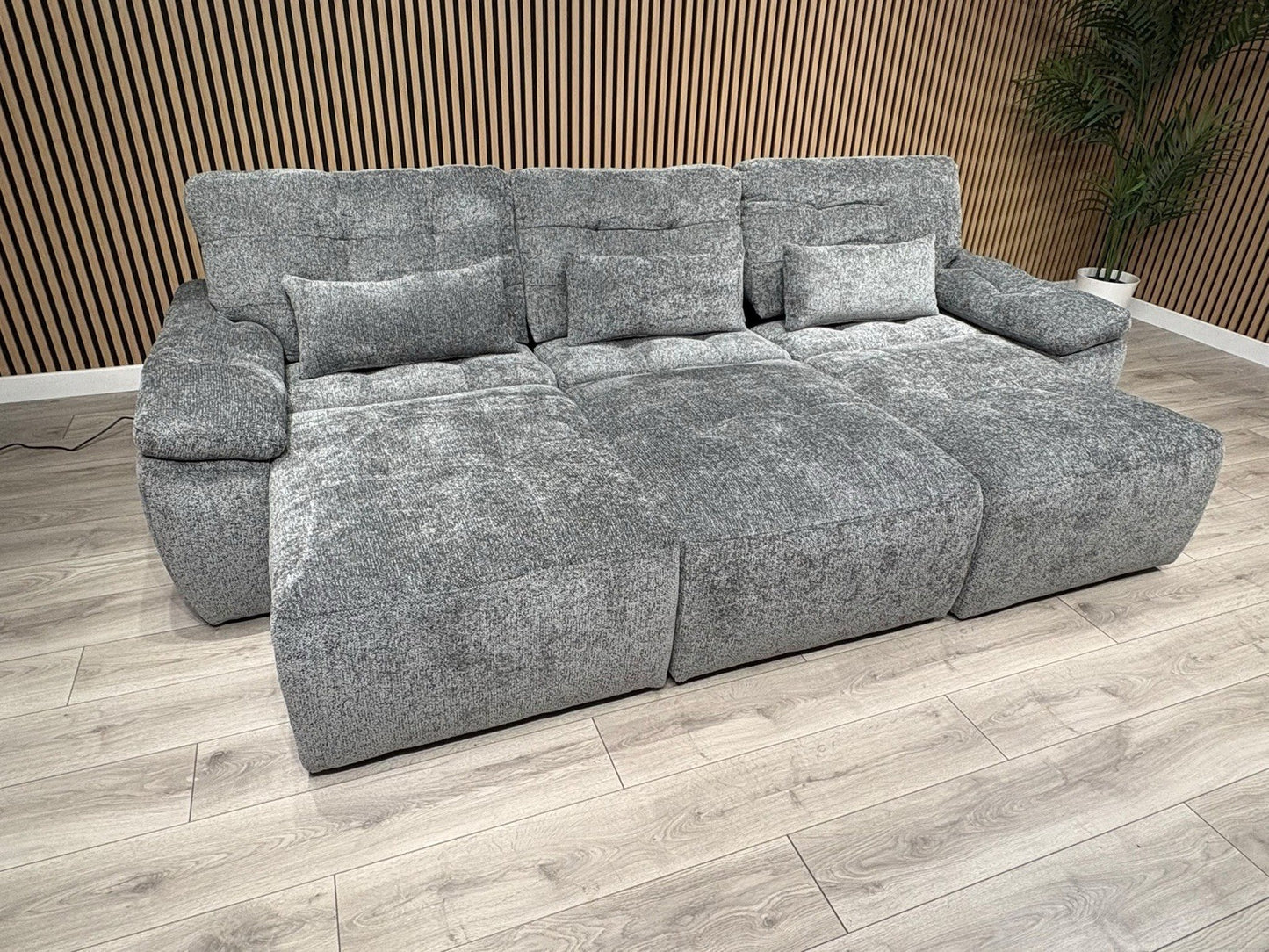 Dallas Electric Power Chaise Grey 3 Seater Sofa Bed - RRP £2500