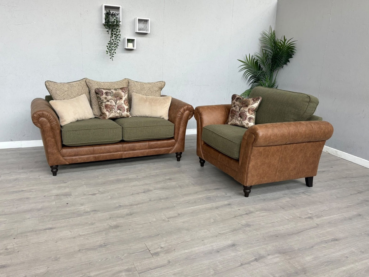 CHATSWORTH Farmhouse Style Fabric 2 Seater Sofa + Love Chair Set RRP £3390