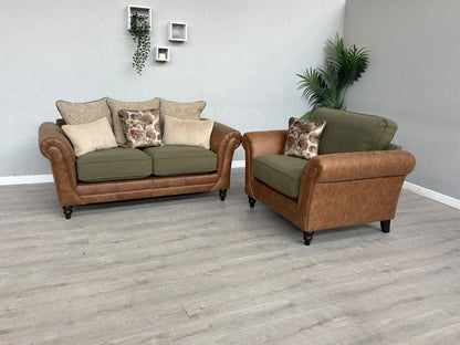 CHATSWORTH Farmhouse Style Fabric 2 Seater Sofa + Love Chair Set RRP £3390