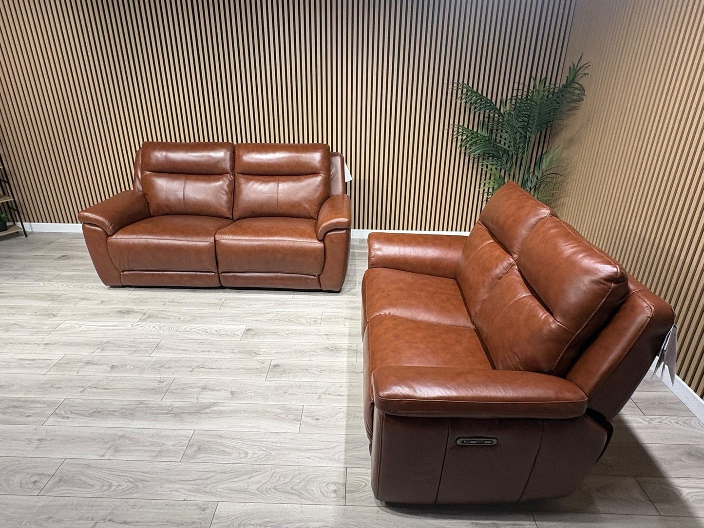 NAVONA 3 Seater + 2 Seater Leather Sofa Set, Power Recliners - RRP £3,498