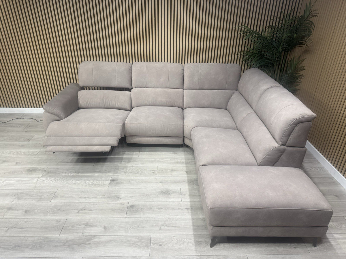 Furniture Village MOET Style Fabric RHF Chaise Power Recliner Corner Sofa