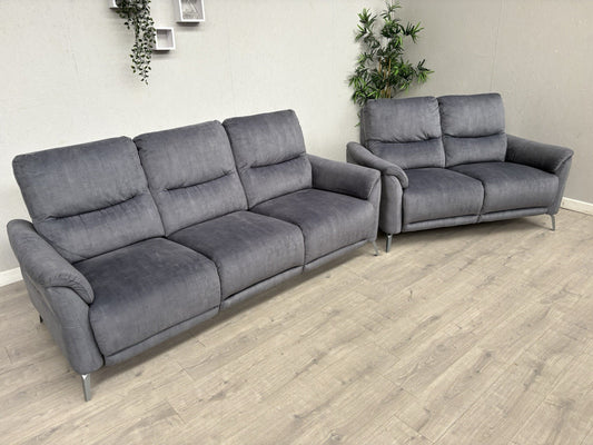 F. Village DAYTONA Fabric 3 + 2 Seater Sofa Set, Power Recliner - RRP £2,490
