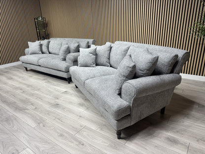 Laura Ashley LYNDEN Style Fabric 3 Seater + 2 Seater Sofa Set, Grey - RRP £2,700