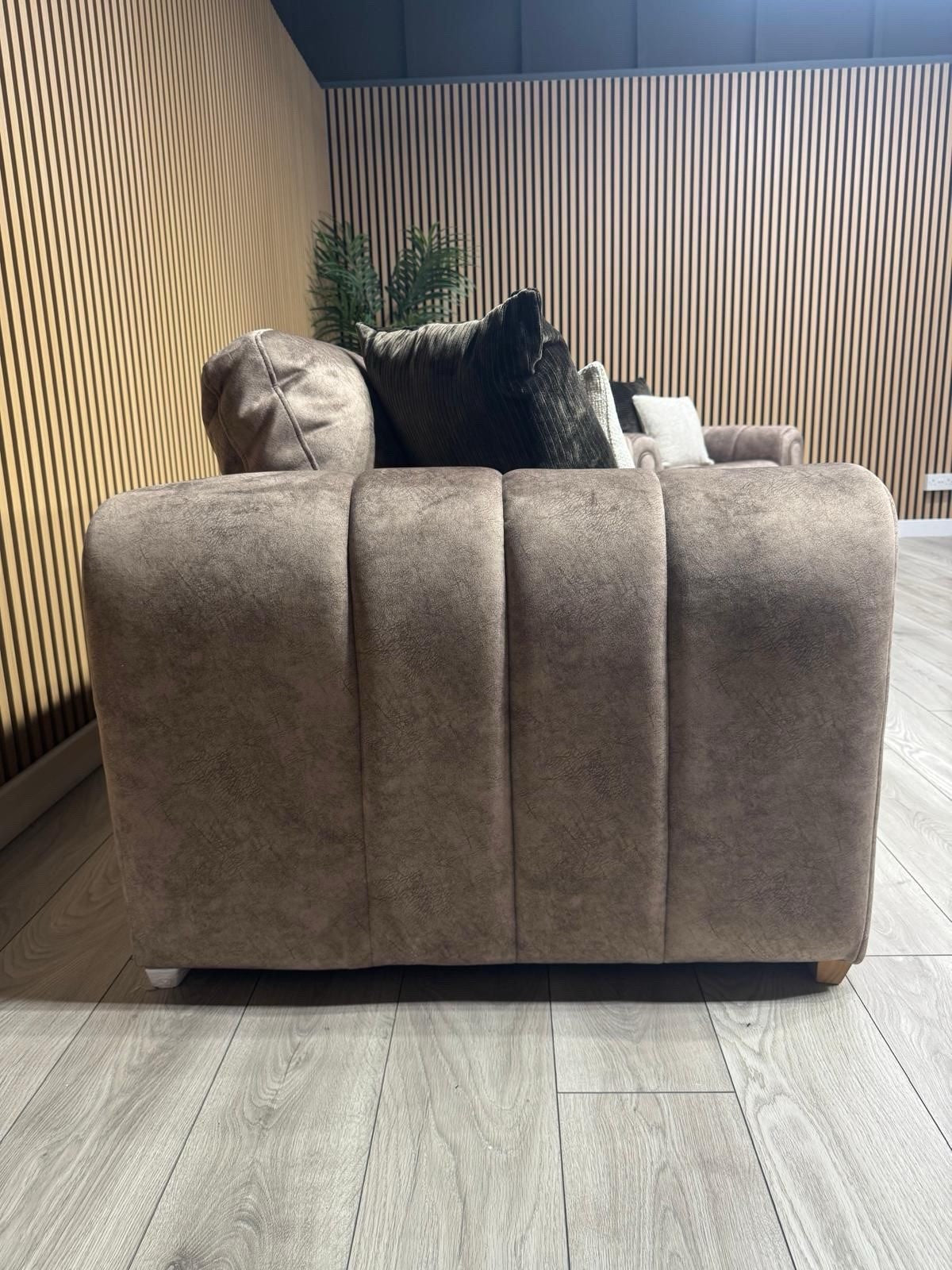 DEVINE Glamour Large Fabric 4 Seater Sofa + Love Chair Armchair - RRP £2,398