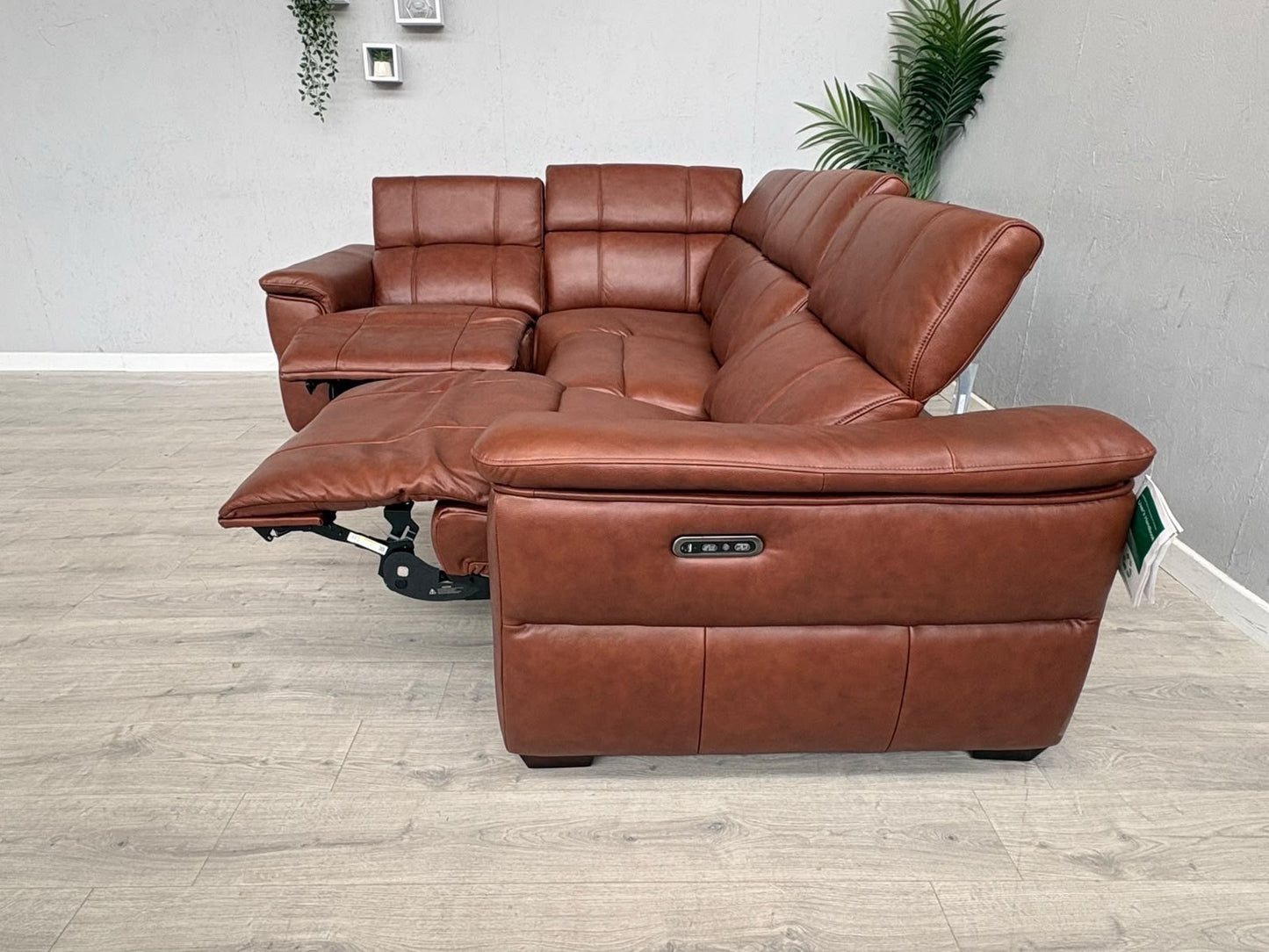F.V Inca Leather Power Recliner Corner Sofa + Power Headrests - RRP £4095
