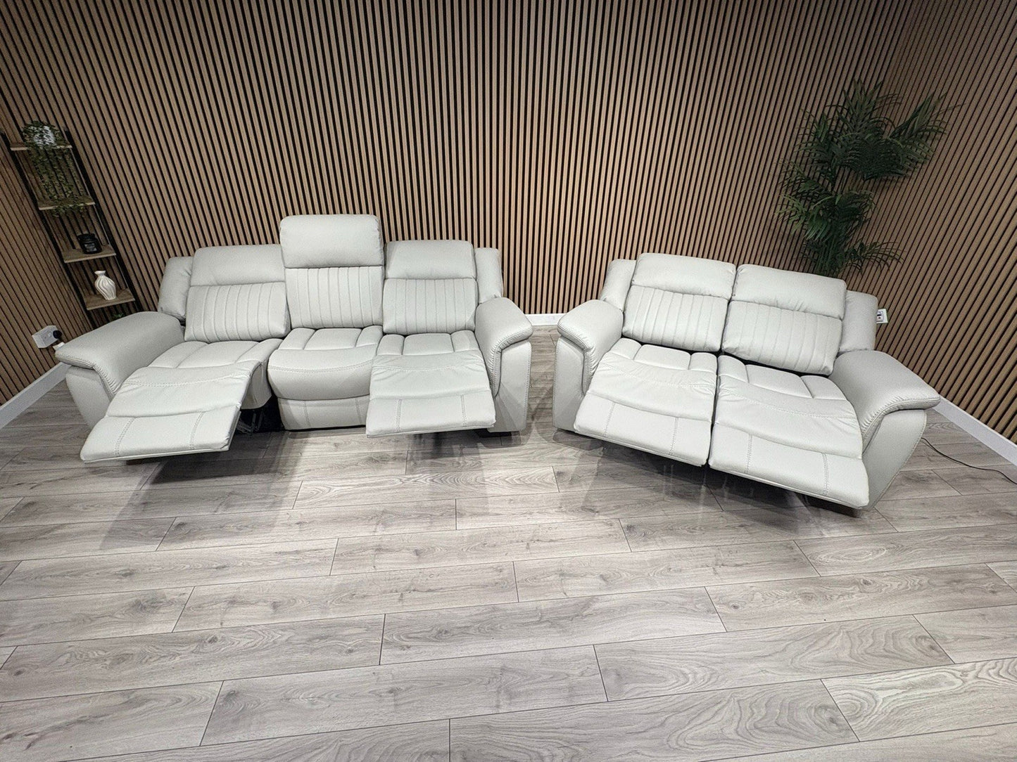 DOMINO 3 Seater + 2 Seater Leather Sofa Set, Power Recliners - RRP £2,995