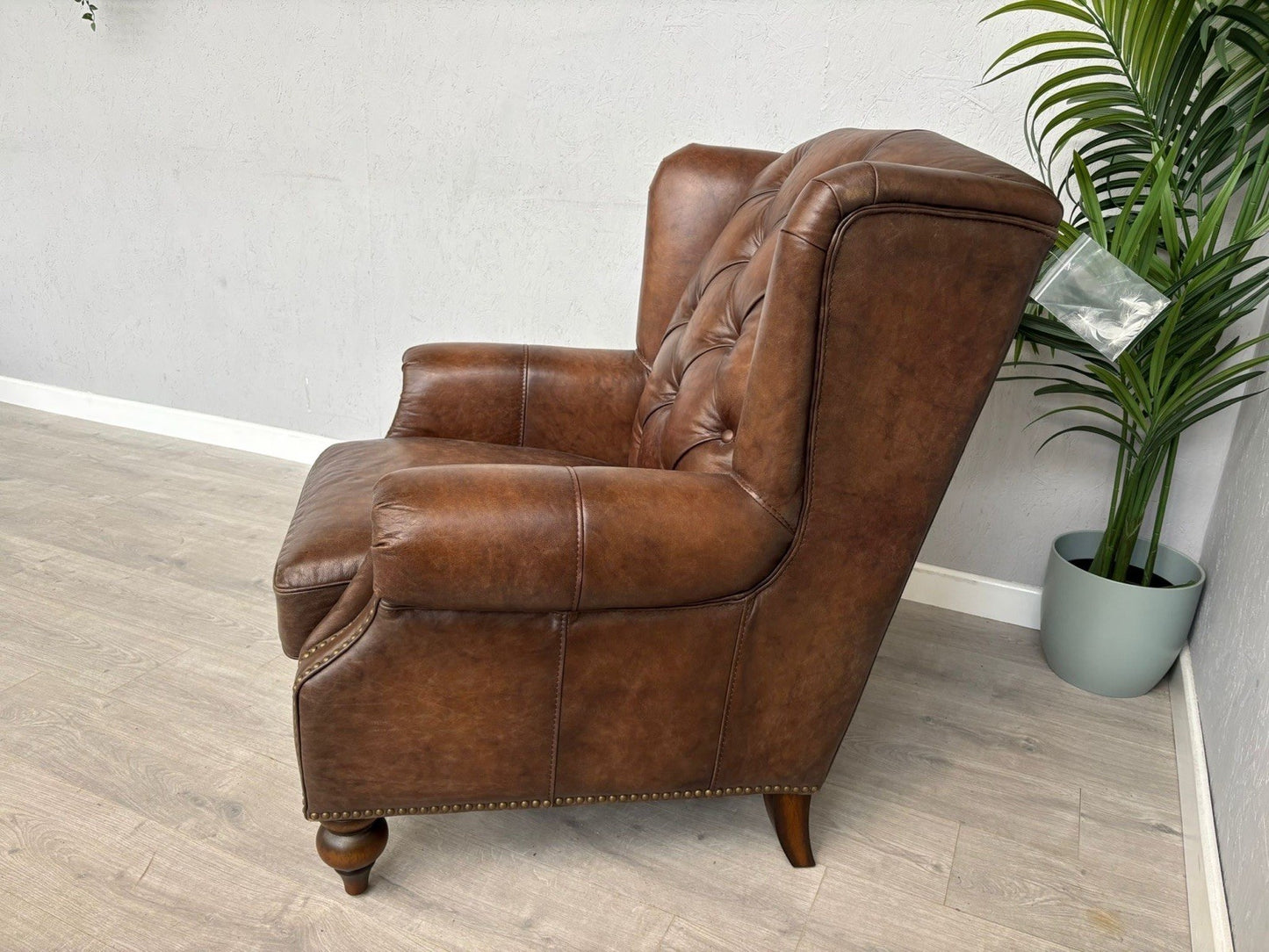 F. Village - At The Helm SHACKLETON Leather Chesterfield Wing Chair - RRP £1795
