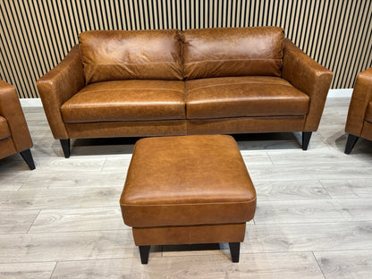 John Lewis BAILEY Style Leather 3 + 2 Seater Sofas, Armchair + Stool - RRP £4648