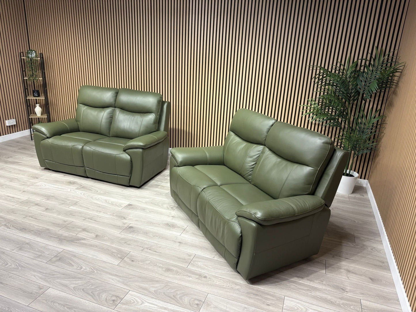 Furniture Village - SLOANE Leather 2 x 2 Seater Sofa Set, Oslo Pine - RRP £2,190