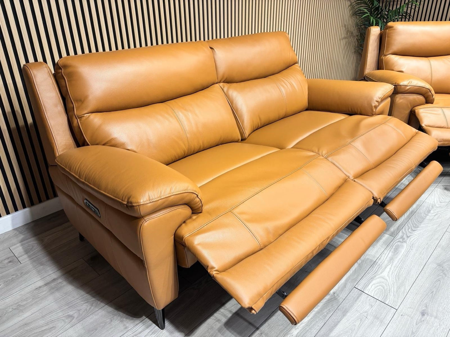 Furniture Village PANACHE Style Leather 3 + 2 Seater Power Recliner Sofa Set
