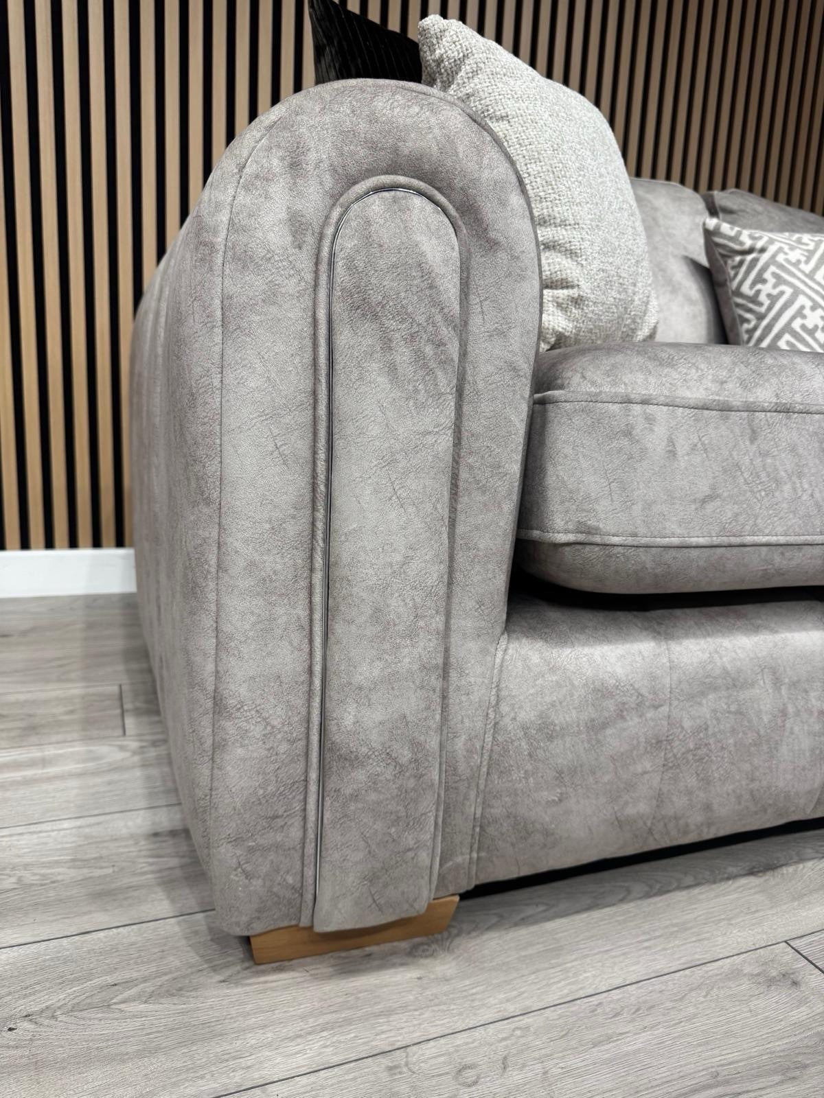 DEVINE Glamour Large Fabric 2 Corner 2 Sofa, Gemini Silver - RRP £2,895