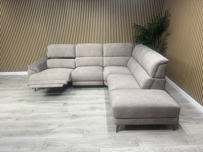 Furniture Village MOET Style Fabric RHF Chaise Power Recliner Corner Sofa