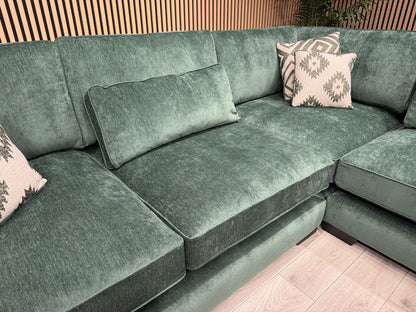 Sofology CAVALLI Style Fabric Open Chaise RHF Corner Sofa + Footstool - RRP £5398