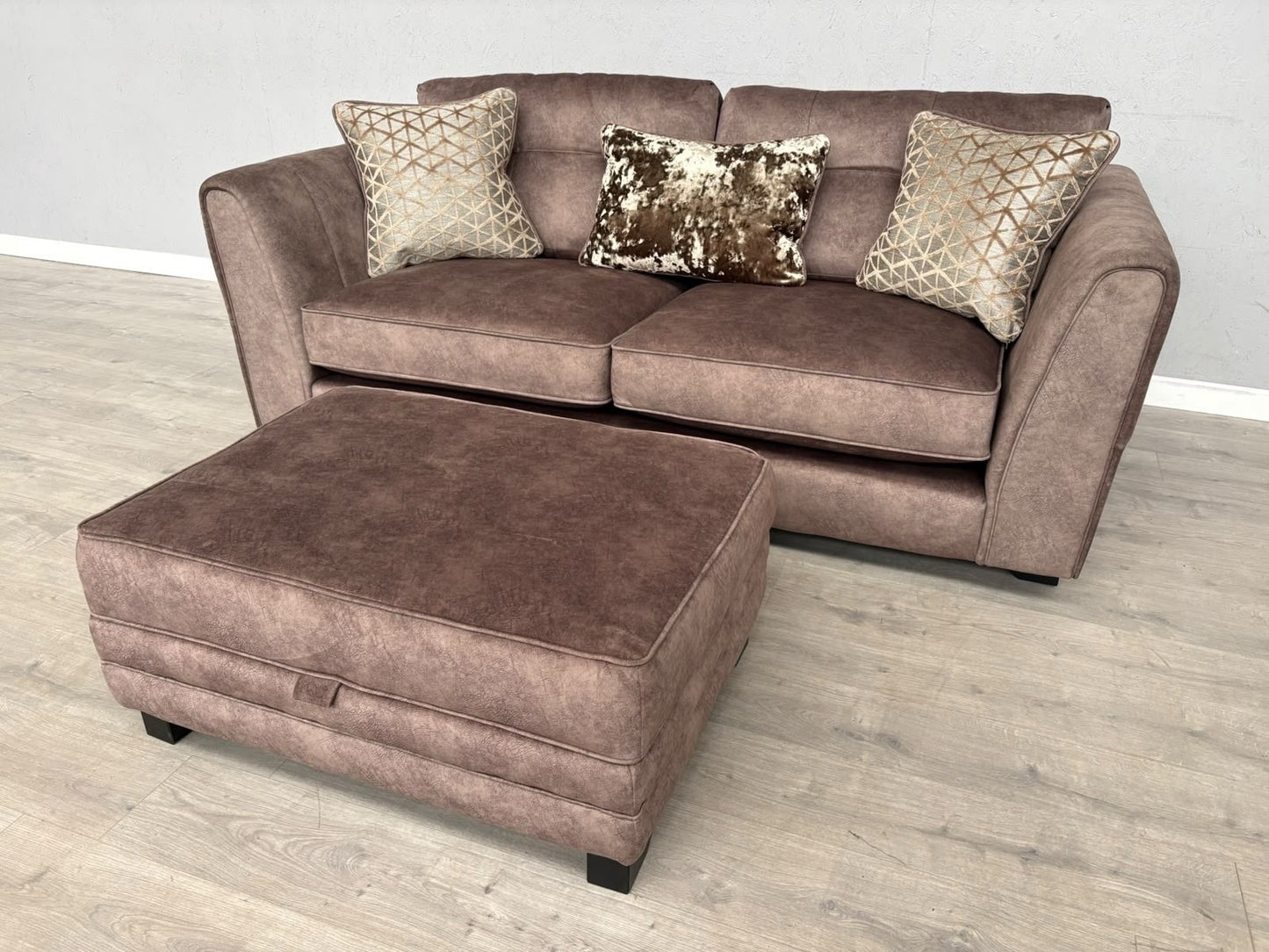 F.V MARIAH 3 Seater Fabric Classic Back Sofa + Storage Footstool - RRP £2590