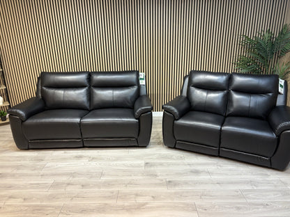 NAVONA 3 Seater + 2 Seater Leather Sofa Set, Power Recliners - RRP £3,498