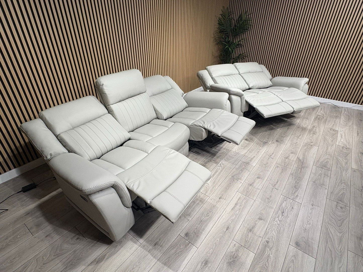 DOMINO 3 Seater + 2 Seater Leather Sofa Set, Power Recliners - RRP £2,995