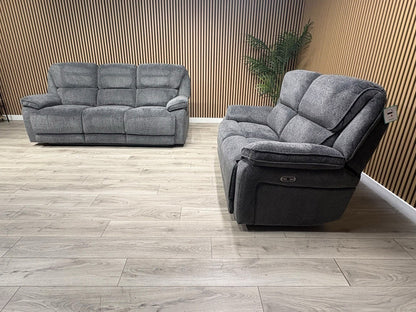 ORLANDO Fabric 3 Seater + 2 Seater Power Recliner Sofa Set - RRP £3398