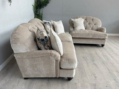 Alexander & James Fabric 3 Seater Button Back Sofa + Love Chair - RRP £3,298