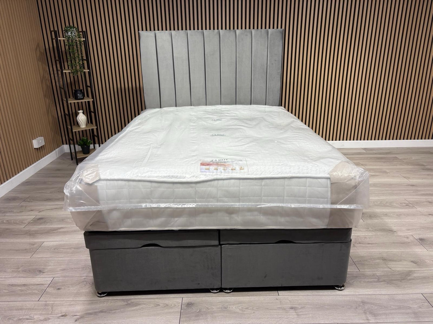 SUPREME Ottoman Divan Set with 2000 Pocket Mattress + Headboard, 4ft 6 Double