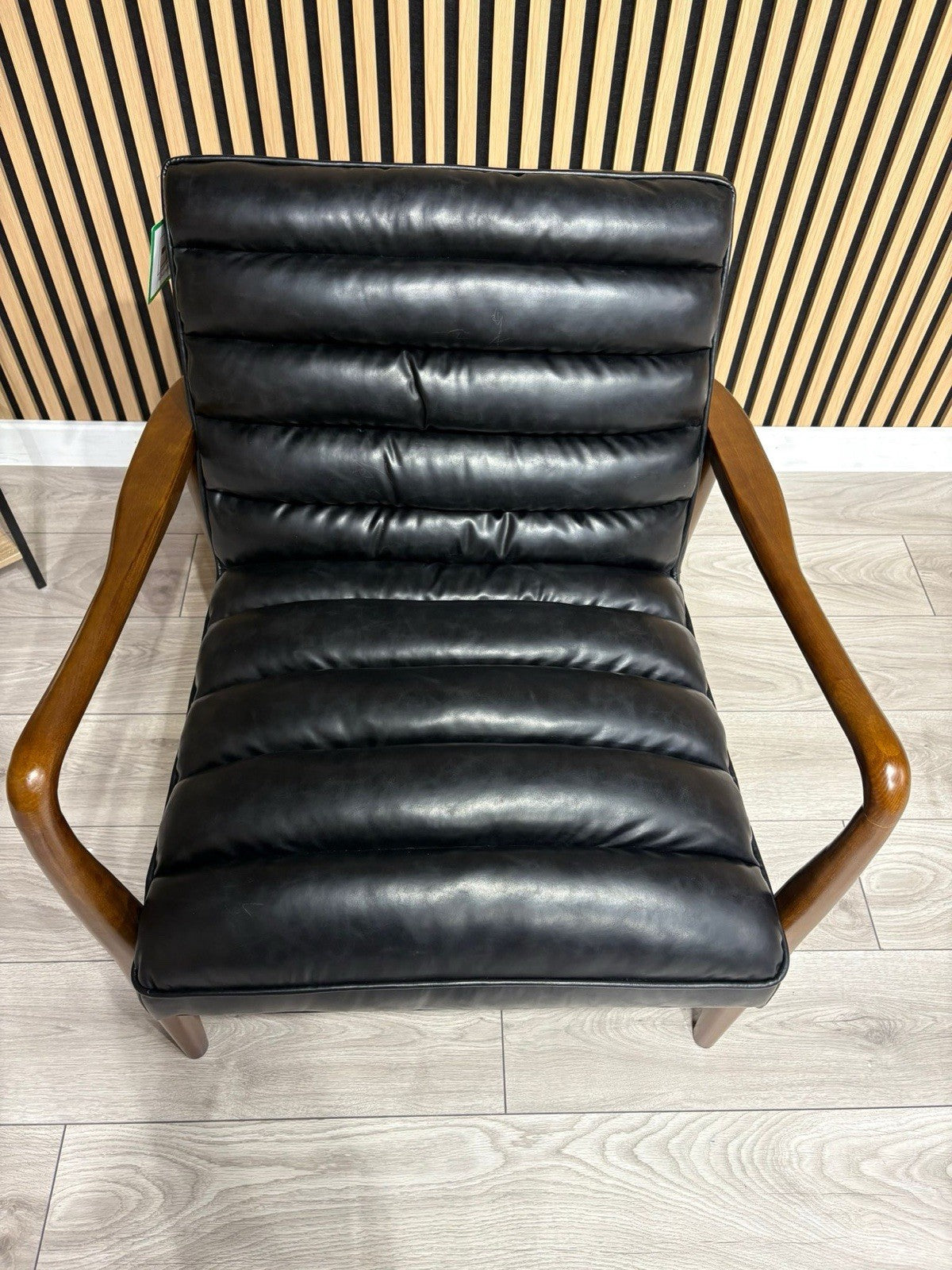 John Lewis Sample - Mid Century Faux Leather Accent Chair, Black - RRP £1099