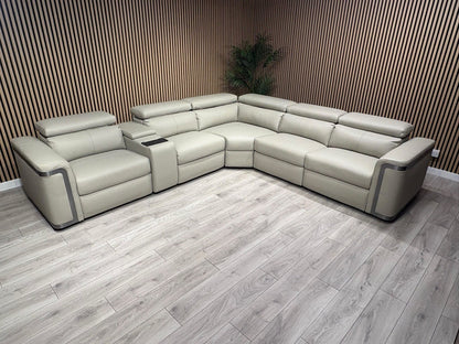 Sofology PLAZA style Leather 2c2 Power Recliner Sofa + Console - RRP £4699