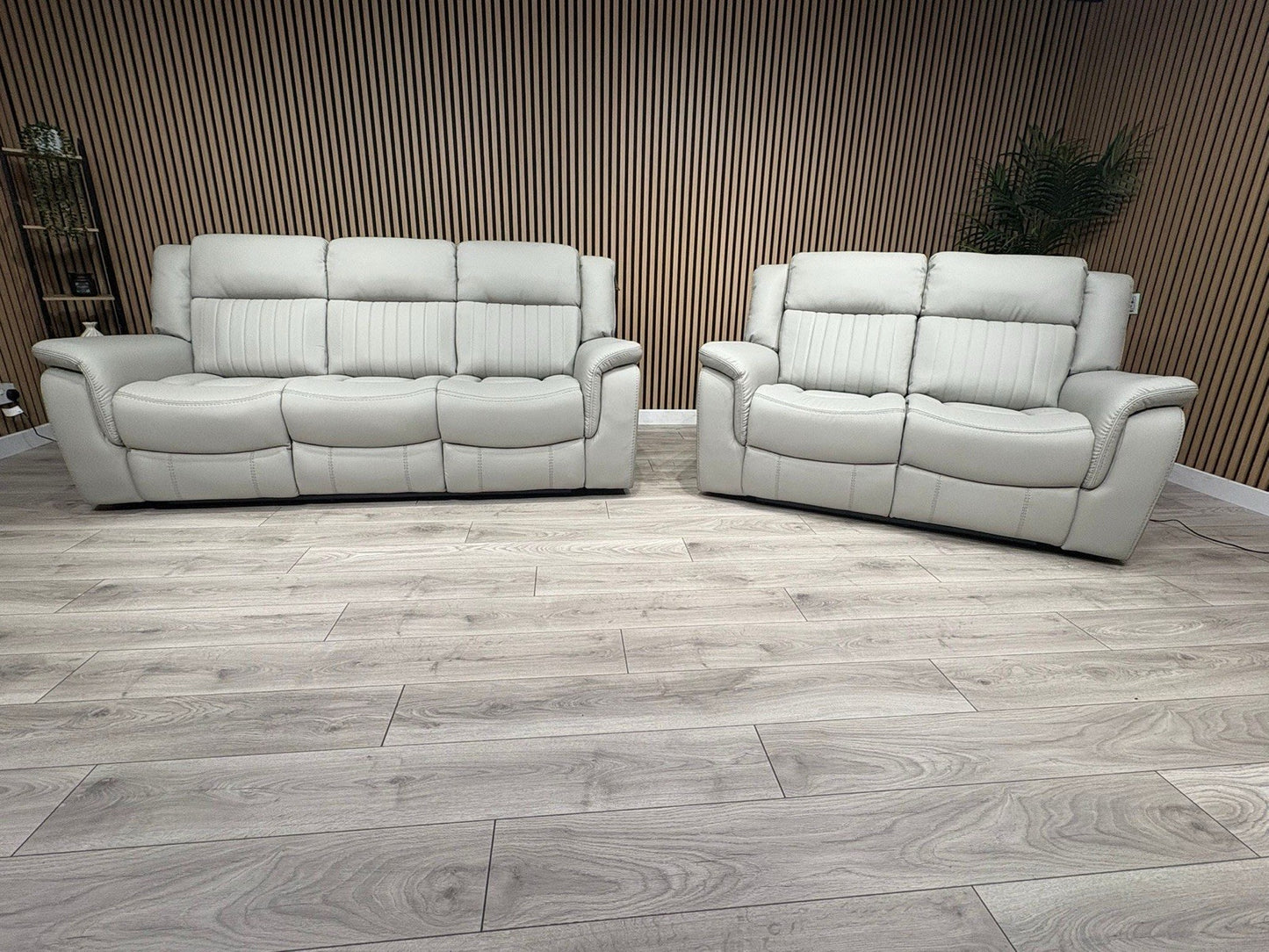 DOMINO 3 Seater + 2 Seater Leather Sofa Set, Power Recliners - RRP £2,995