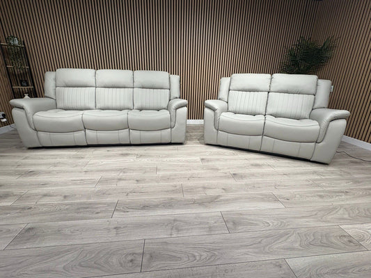 DOMINO 3 Seater + 2 Seater Leather Sofa Set, Power Recliners - RRP £2,995