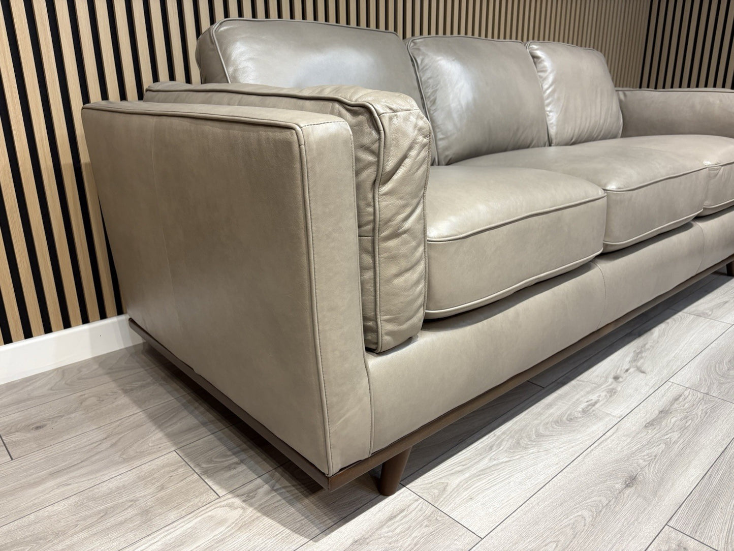John Lewis Sample VALENCIA Leather 3 Seater Sofa, Greige - RRP £2299