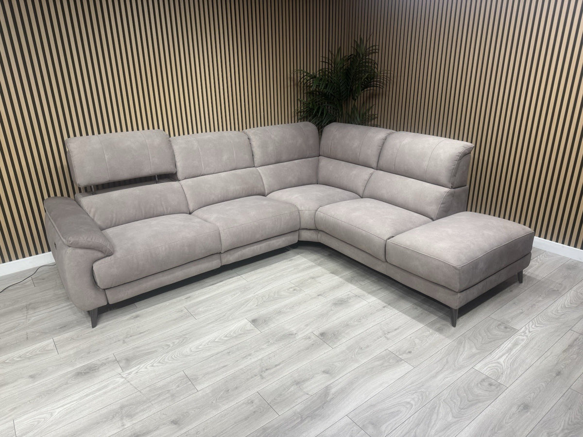 Furniture Village MOET Style Fabric RHF Chaise Power Recliner Corner Sofa