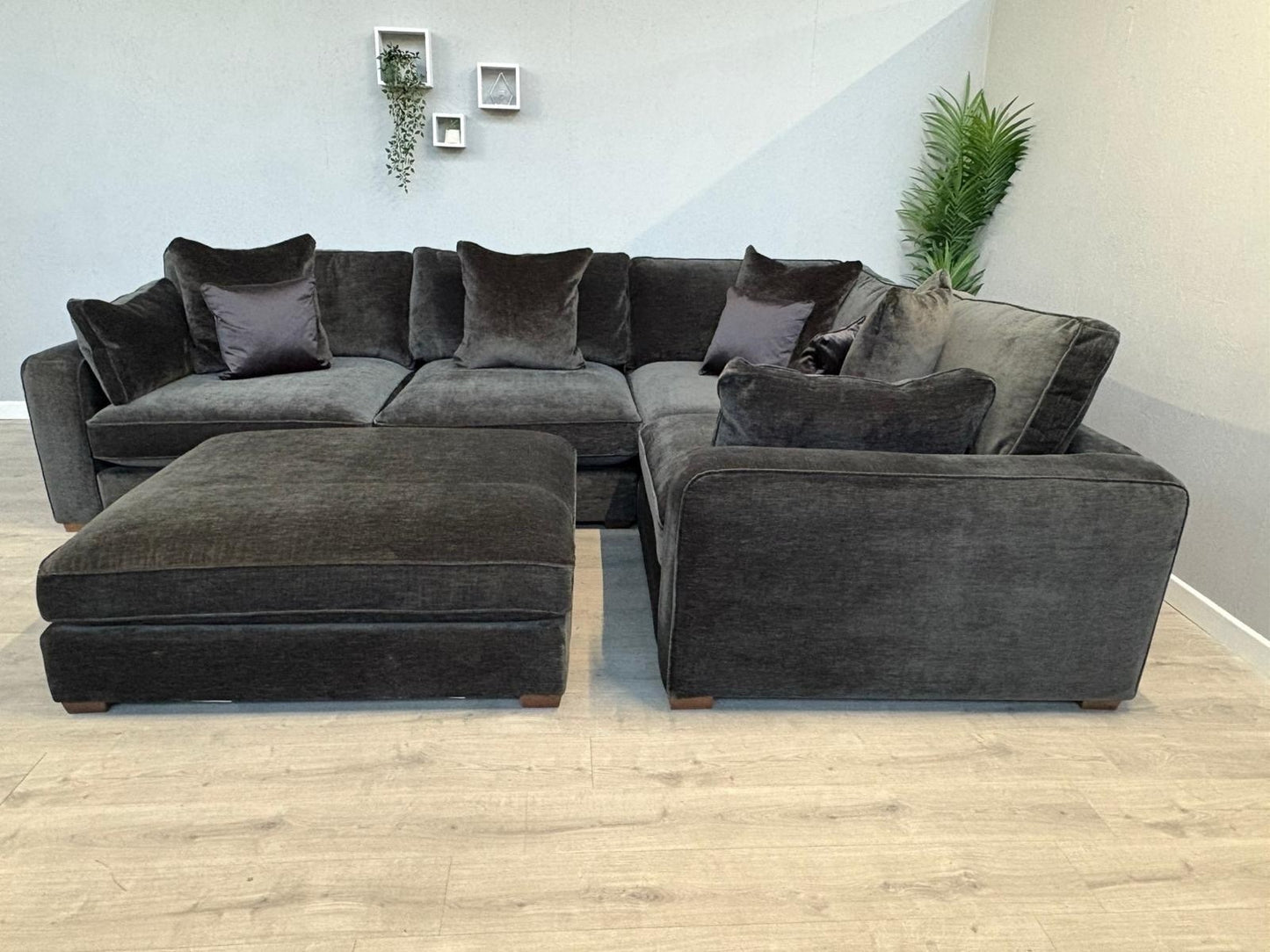 Sofology CAVALLI Fabric 3 Corner 1.5 Sofa + Footstool, Slate  - RRP £5,798