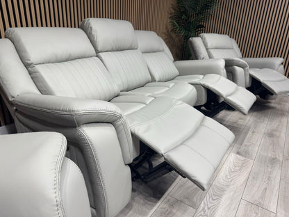 DOMINO Leather 3 Seater Sofa + 2 x Armchairs Set, Power Recliners - RRP £3,495