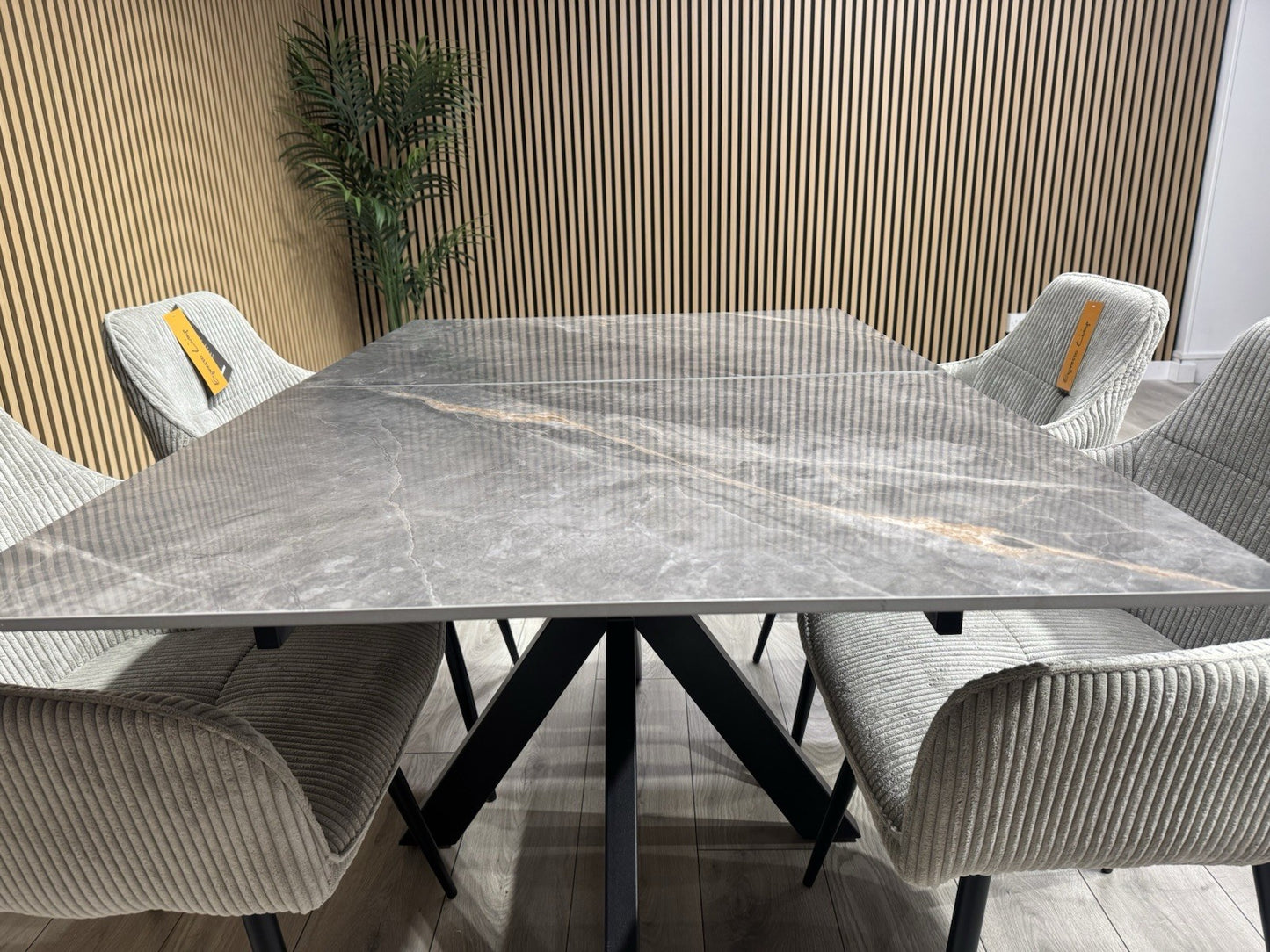 NEXT Sample - CRETE Marble Effect Extending Dining Table + 4 x Chairs. RRP £1899