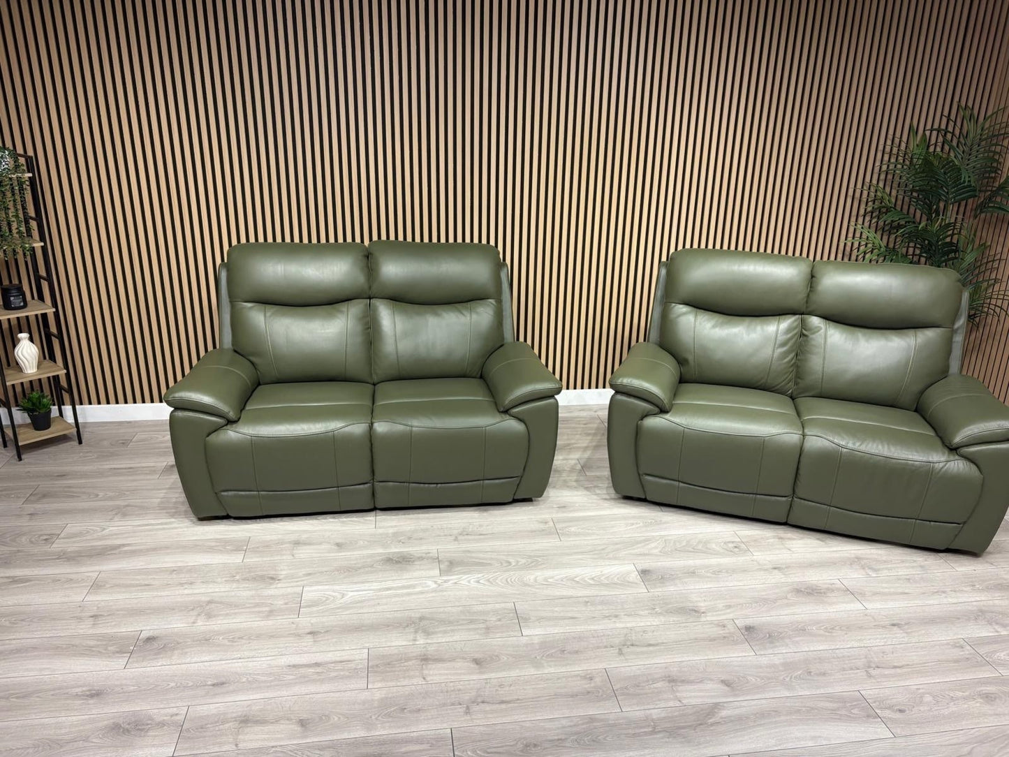 Furniture Village - SLOANE Leather 2 x 2 Seater Sofa Set, Oslo Pine - RRP £2,190