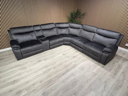 DFS Trek Style Fabric 2 Corner 2 Power Recliner Sofa + Console - RRP £2,499